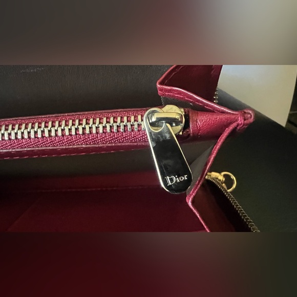 Christian Dior Red Long Zippy Wallet with Crossbody Chain - Picture 14 of 16
